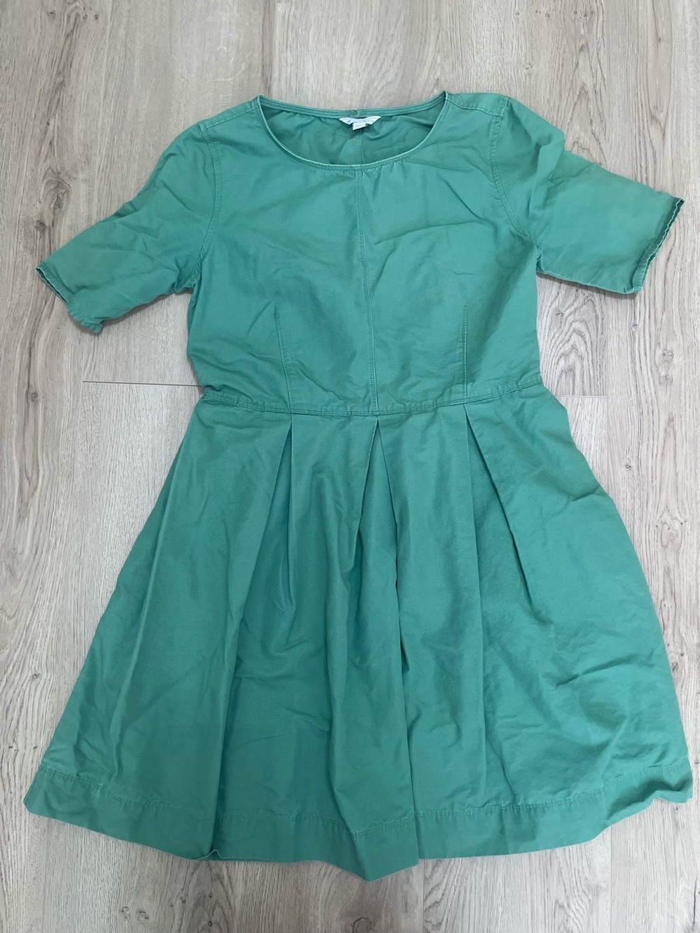 Vintage GAP Green Cotton/Linen Pleated Waist Dress (6)